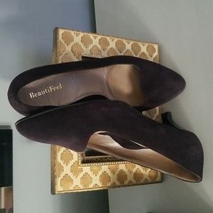 Suede and leather kitten heels